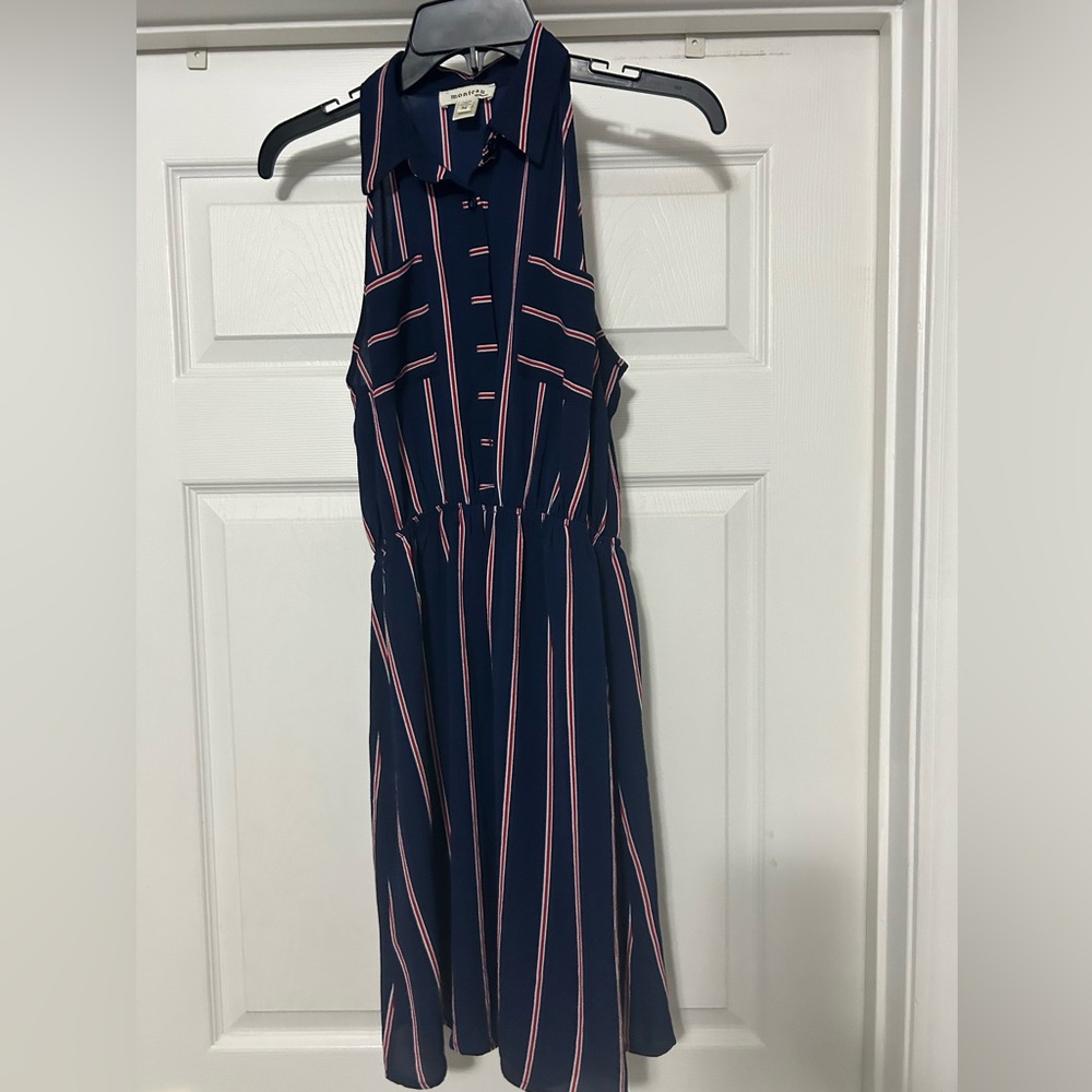 Navy, red, white stripe dress Size M